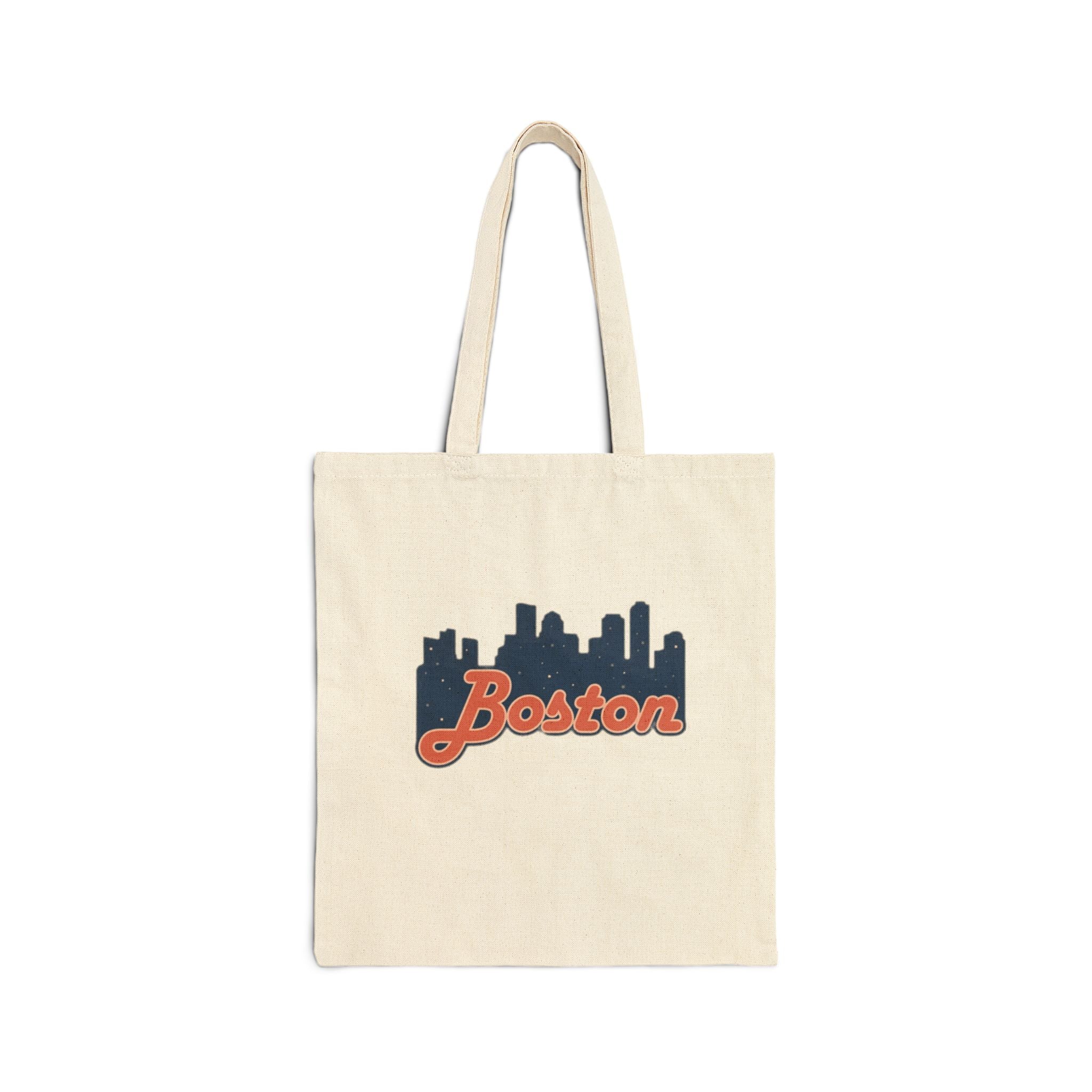 Boston Skyline Canvas Tote Bag — Retro Script City Souvenir