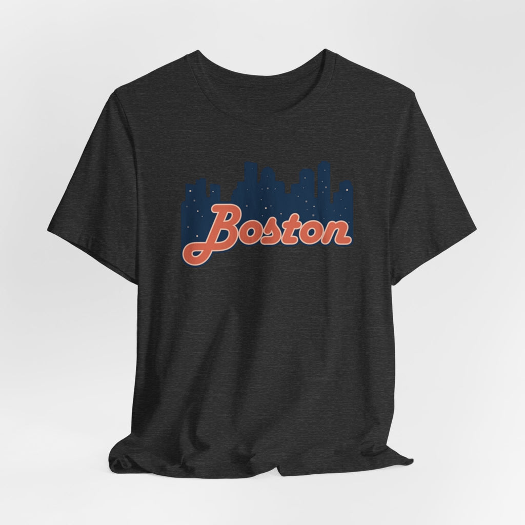 Boston Skyline Tee — Vintage Script City Skyline T-Shirt