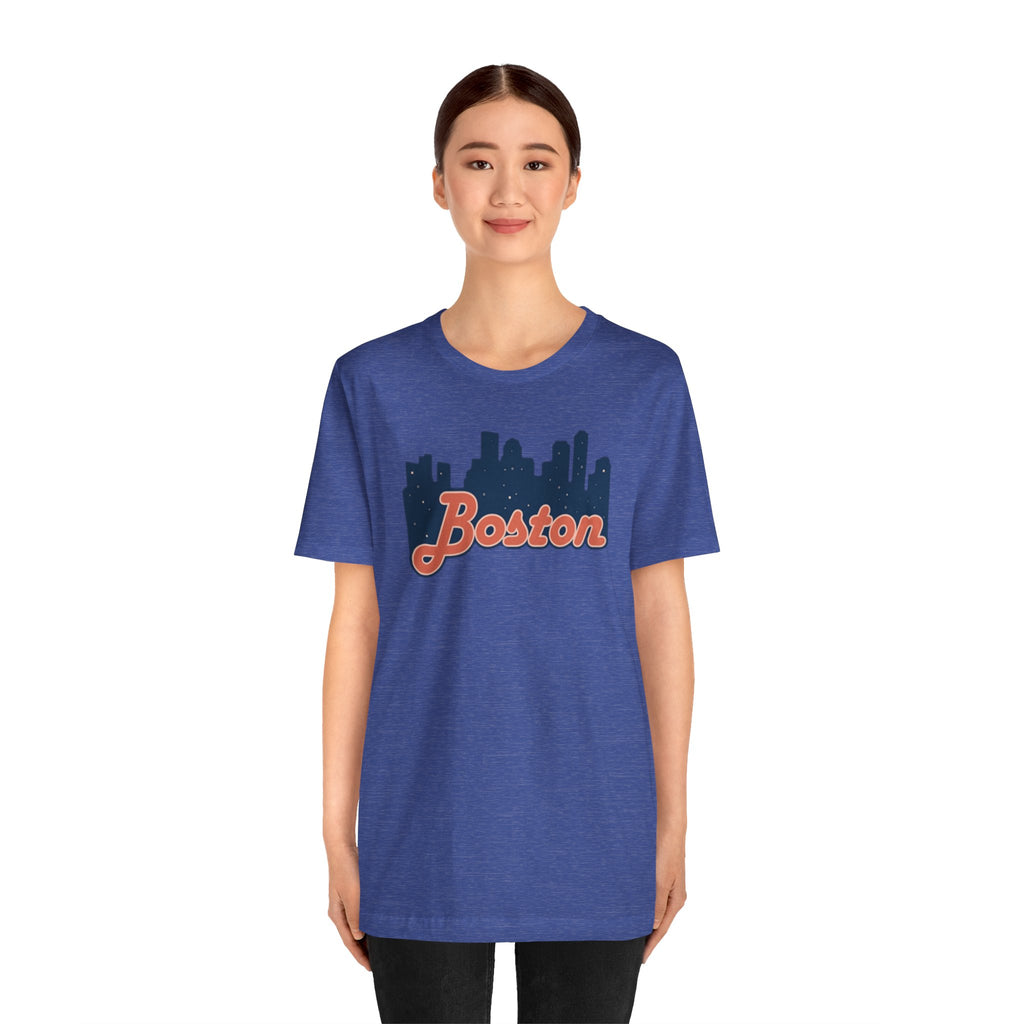 Boston Skyline Tee — Vintage Script City Skyline T-Shirt