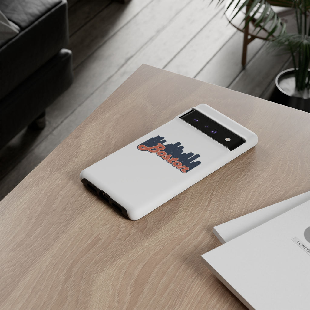 Boston Skyline Tough Phone Case — Vintage Script City Silhouette