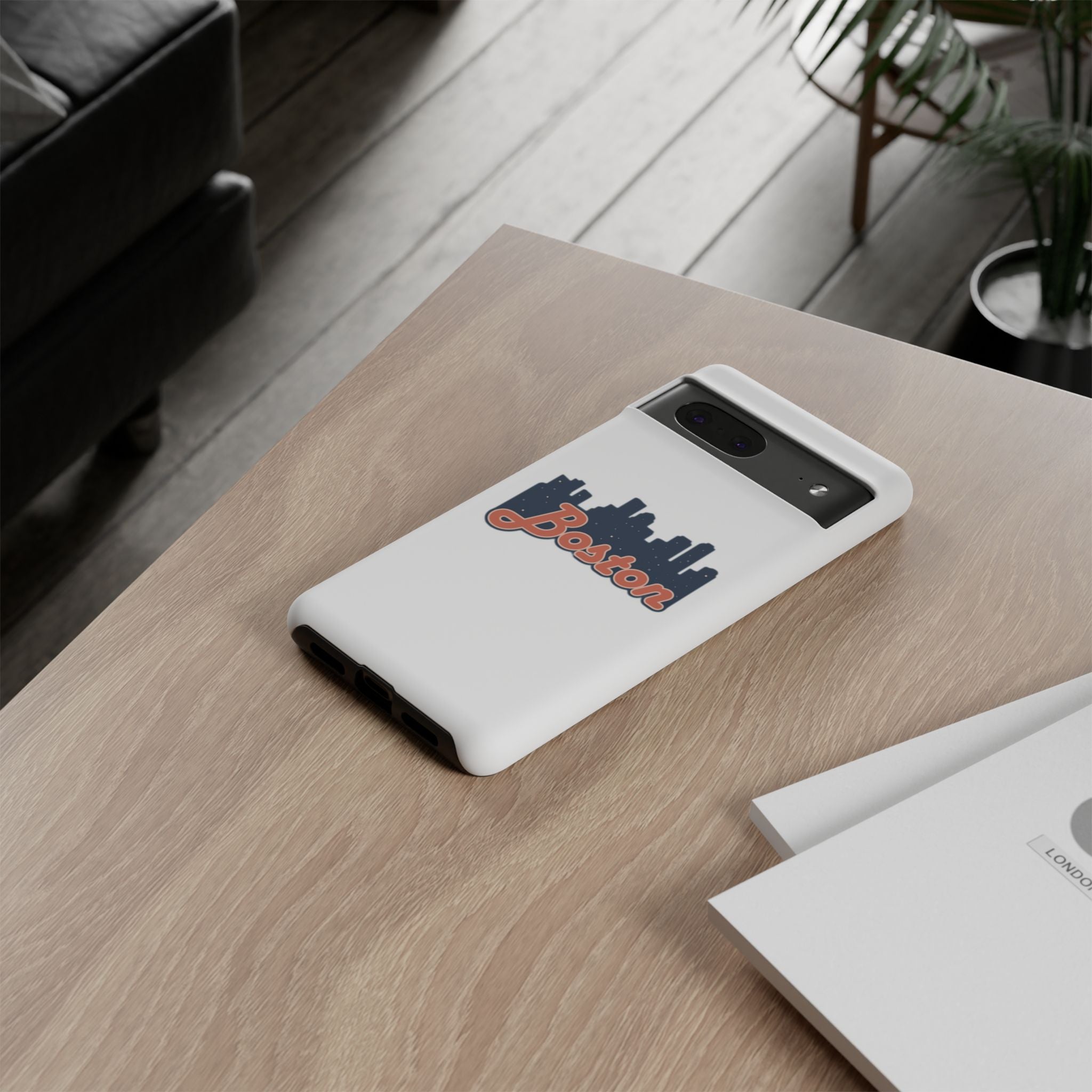 Boston Skyline Tough Phone Case — Vintage Script City Silhouette