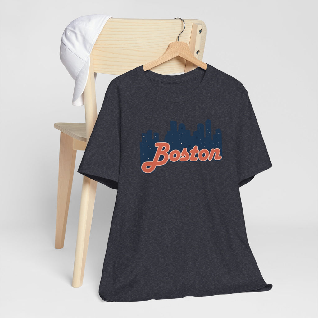 Boston Skyline Tee — Vintage Script City Skyline T-Shirt