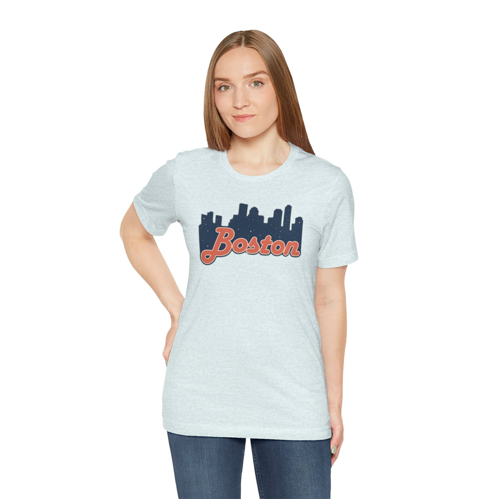 Boston Skyline Tee — Vintage Script City Skyline T-Shirt