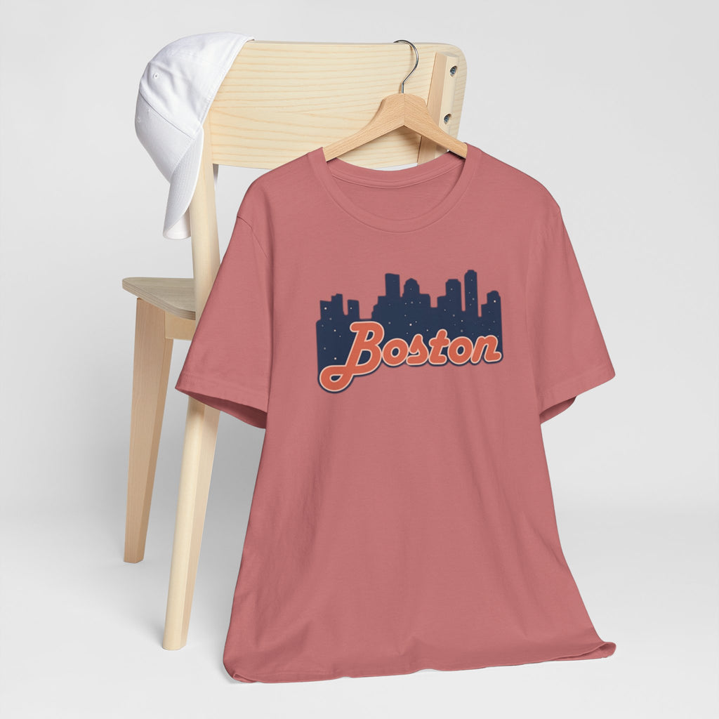 Boston Skyline Tee — Vintage Script City Skyline T-Shirt