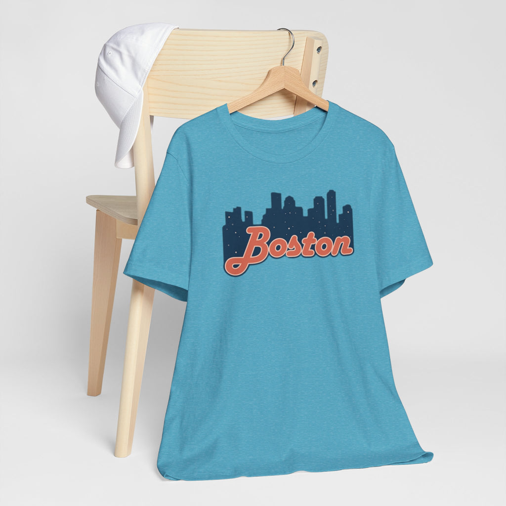 Boston Skyline Tee — Vintage Script City Skyline T-Shirt