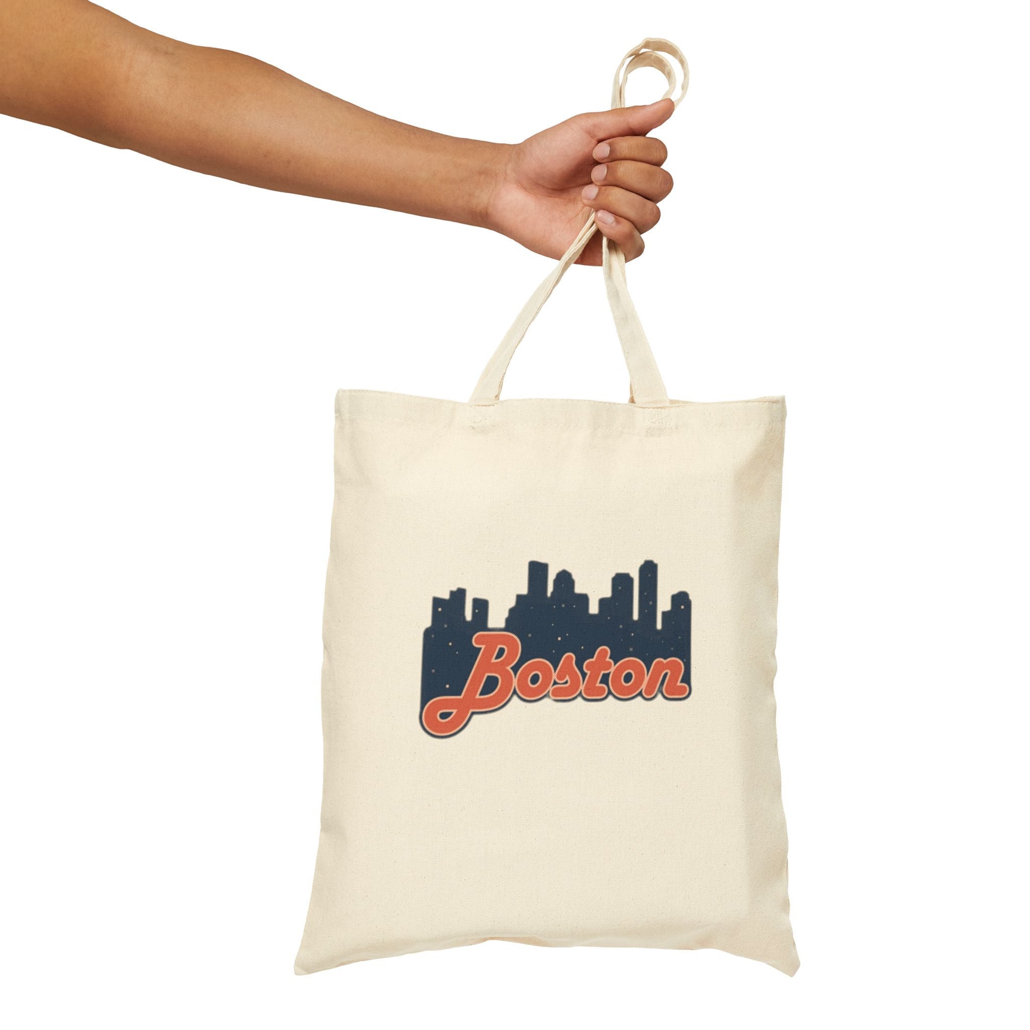Boston Skyline Canvas Tote Bag — Retro Script City Souvenir