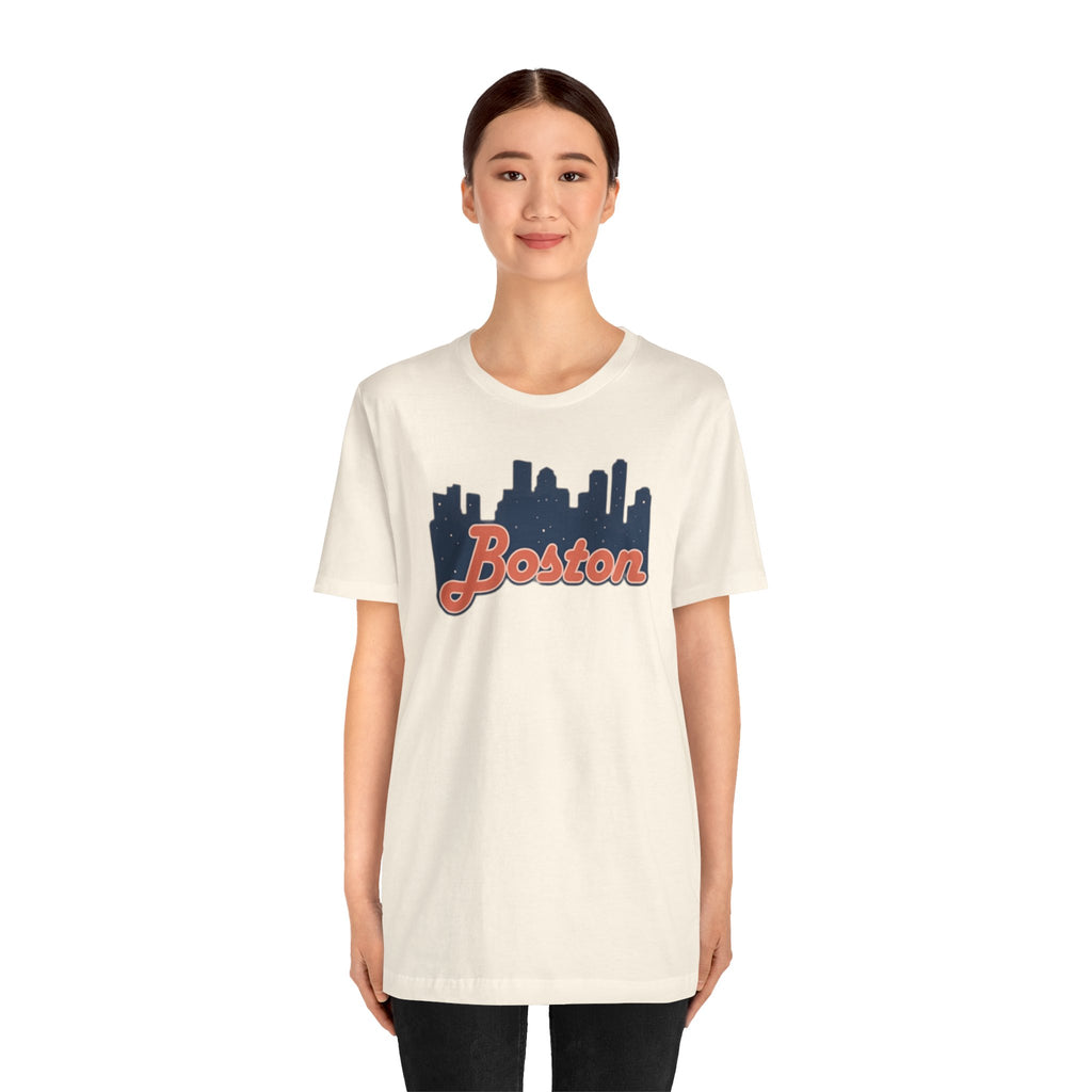 Boston Skyline Tee — Vintage Script City Skyline T-Shirt