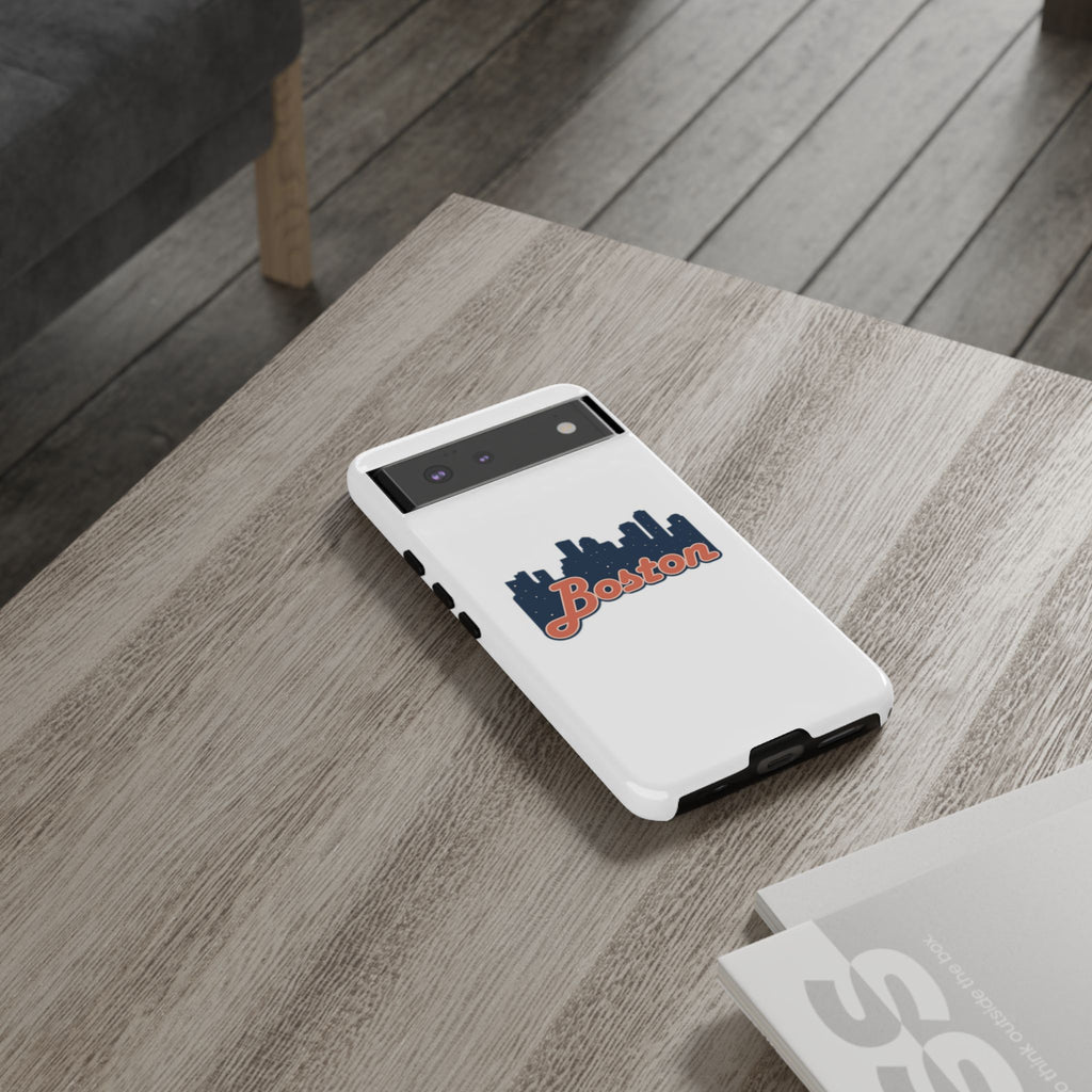 Boston Skyline Tough Phone Case — Vintage Script City Silhouette