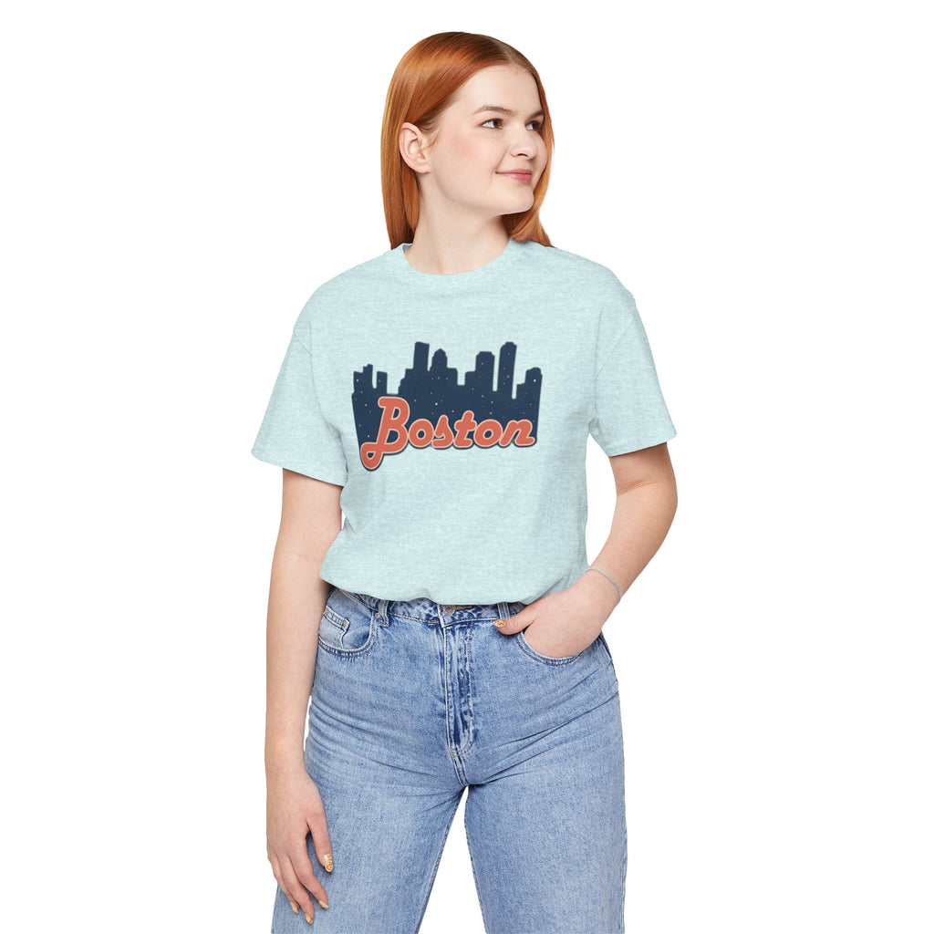 Boston Skyline Tee — Vintage Script City Skyline T-Shirt