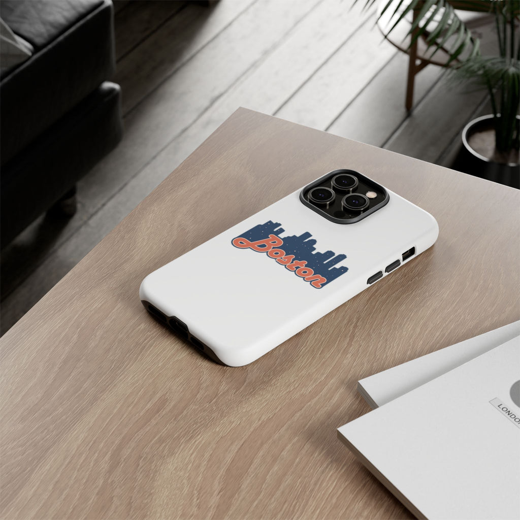 Boston Skyline Tough Phone Case — Vintage Script City Silhouette