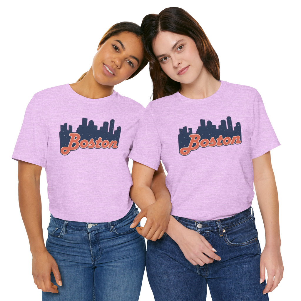 Boston Skyline Tee — Vintage Script City Skyline T-Shirt