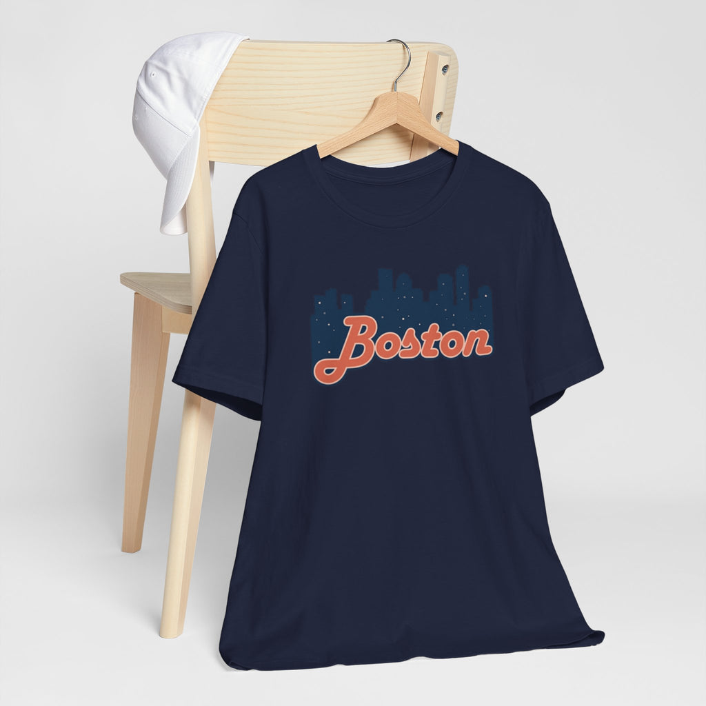 Boston Skyline Tee — Vintage Script City Skyline T-Shirt