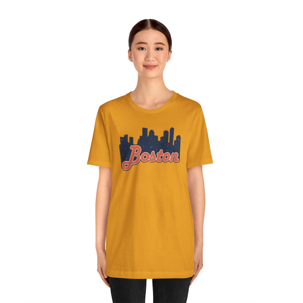 Boston Skyline Tee — Vintage Script City Skyline T-Shirt
