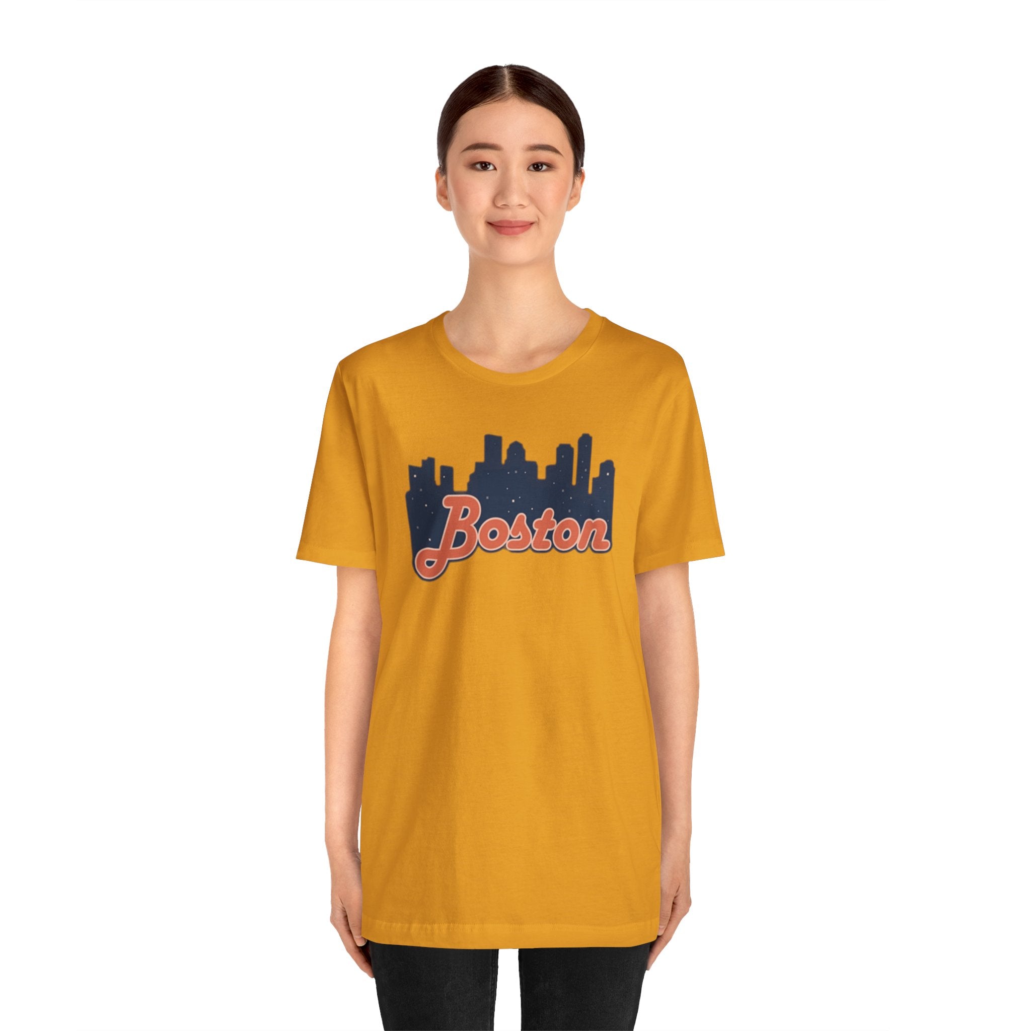 Boston Skyline Tee — Vintage Script City Skyline T-Shirt