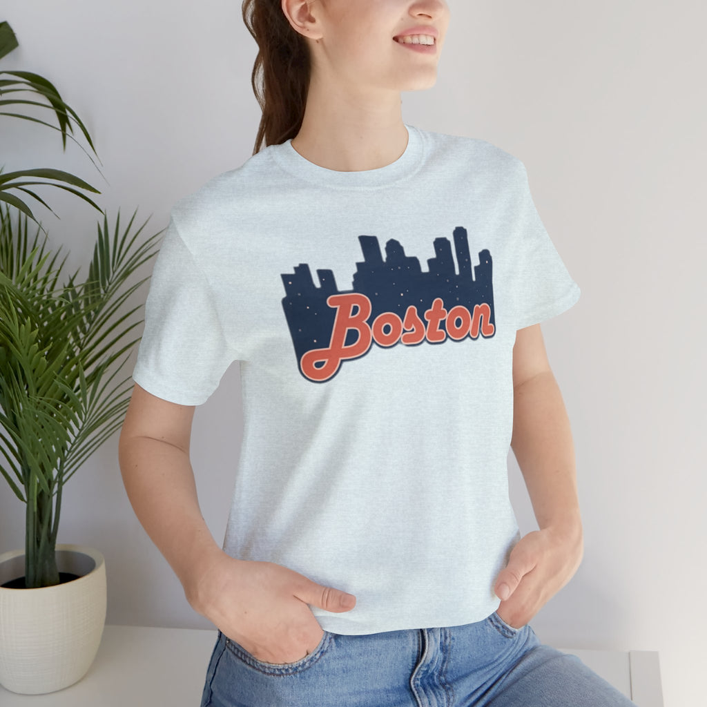 Boston Skyline Tee — Vintage Script City Skyline T-Shirt