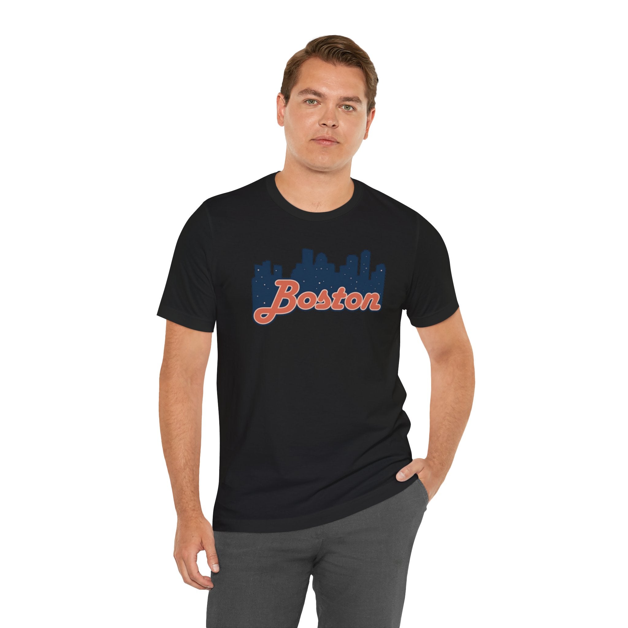 Boston Skyline Tee — Vintage Script City Skyline T-Shirt