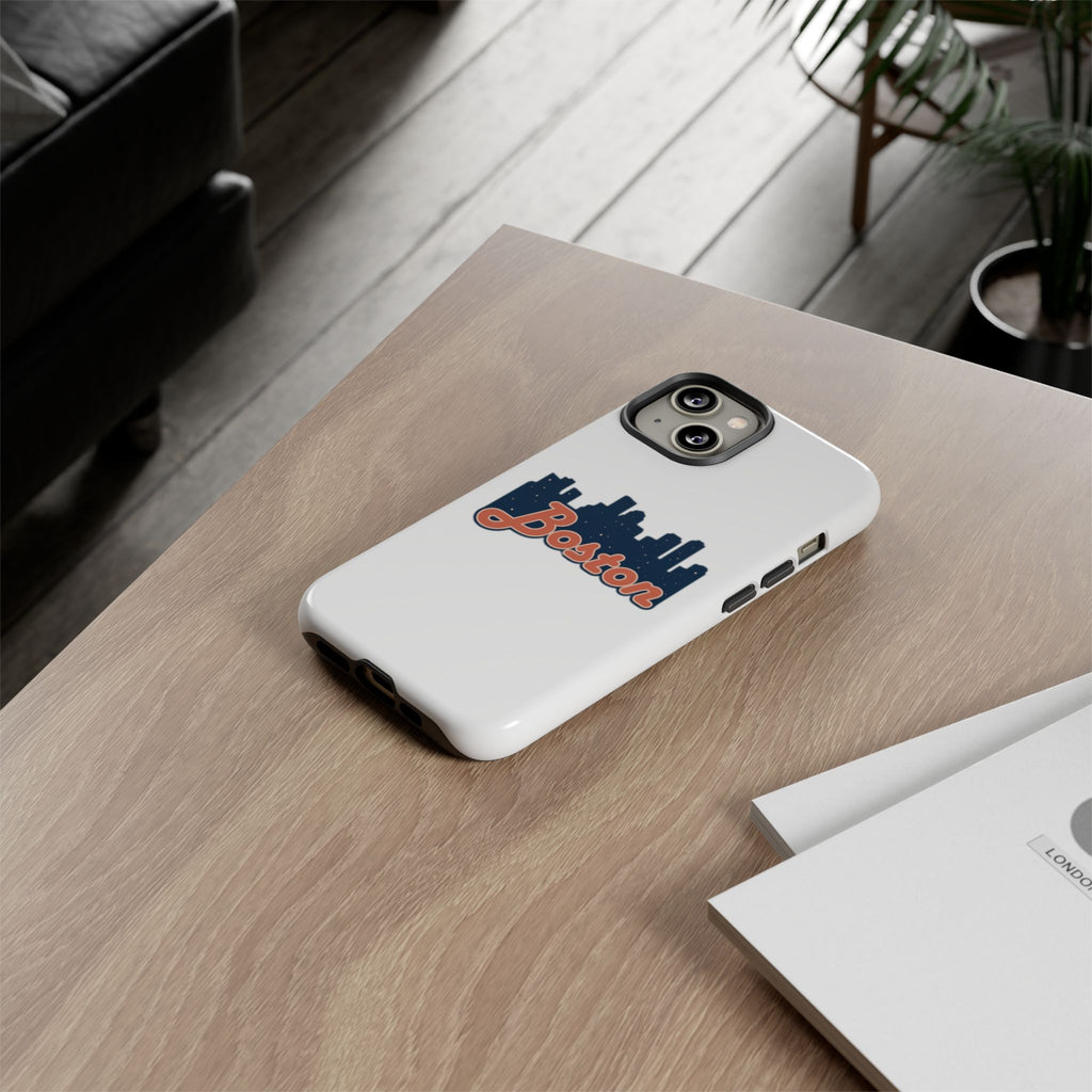 Boston Skyline Tough Phone Case — Vintage Script City Silhouette