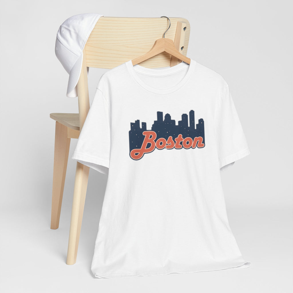Boston Skyline Tee — Vintage Script City Skyline T-Shirt