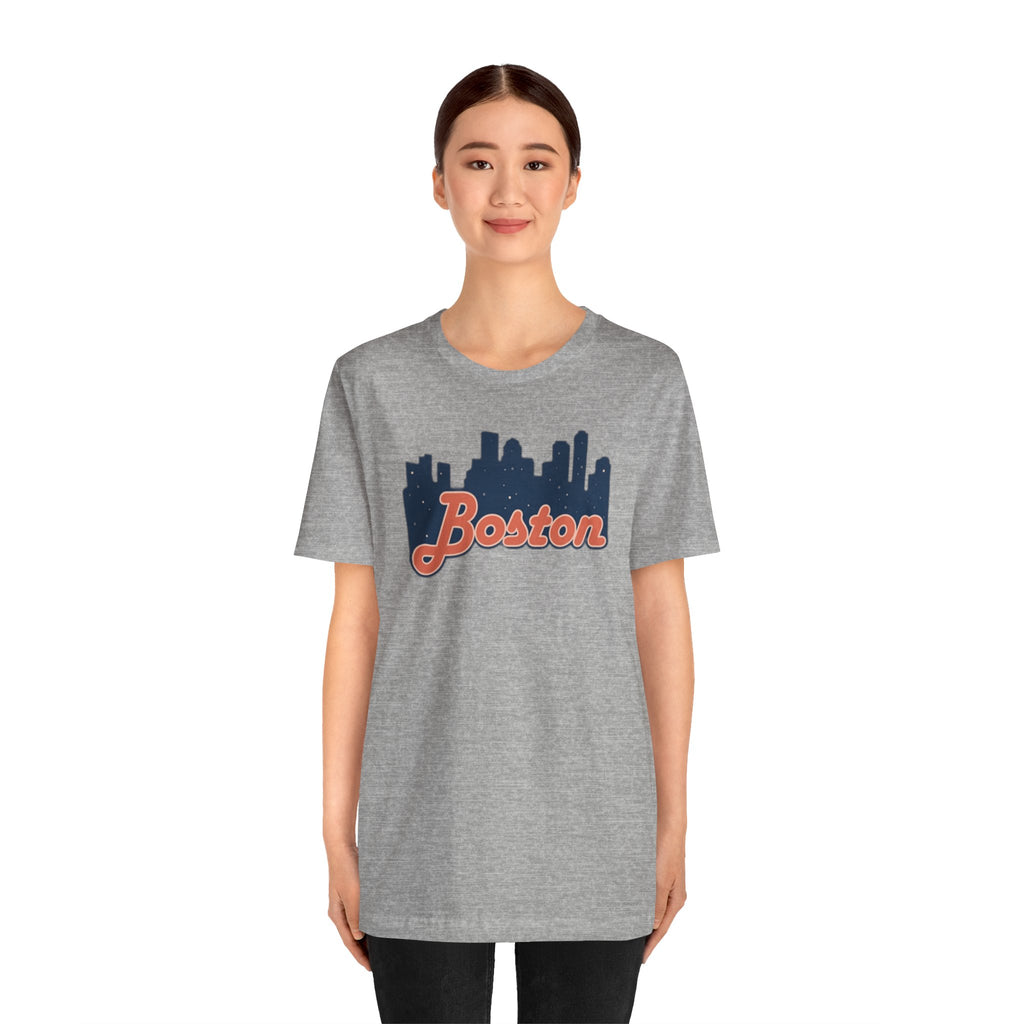 Boston Skyline Tee — Vintage Script City Skyline T-Shirt