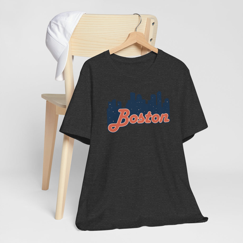 Boston Skyline Tee — Vintage Script City Skyline T-Shirt
