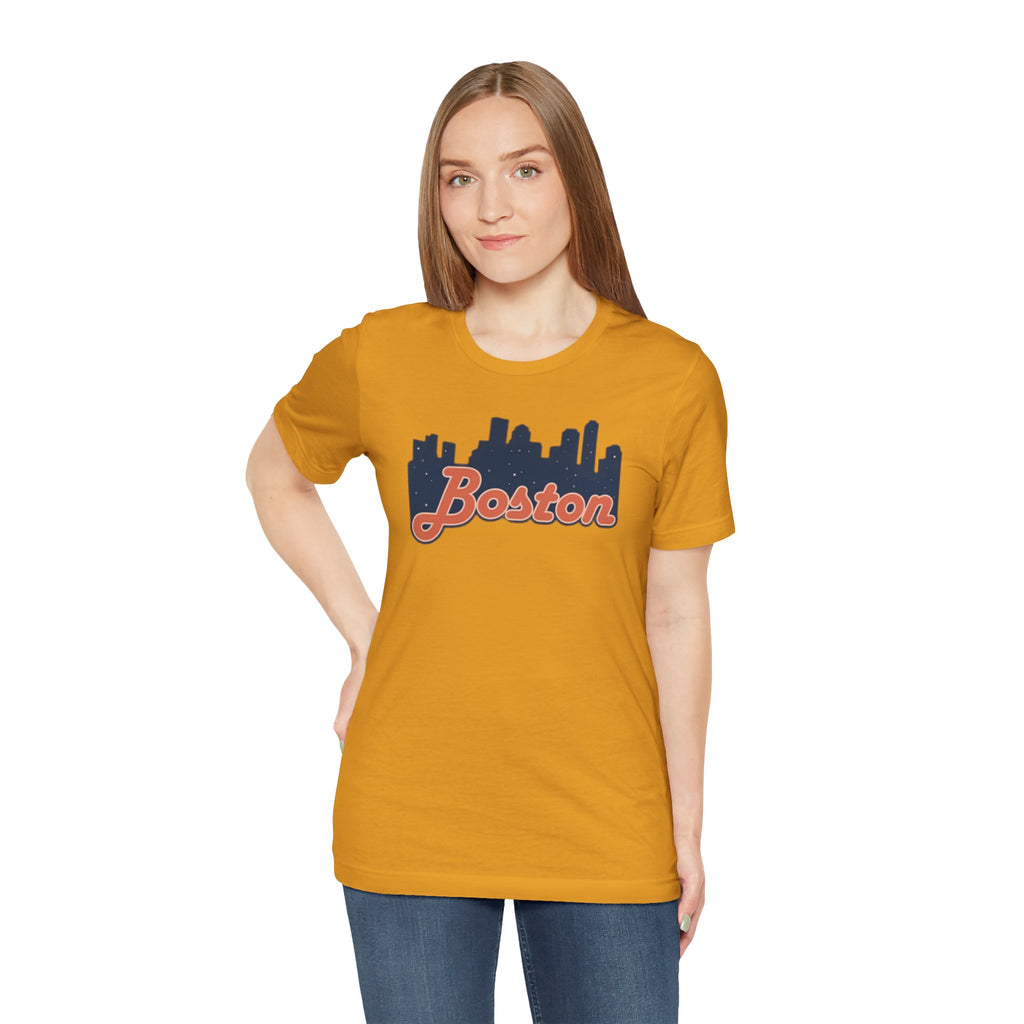 Boston Skyline Tee — Vintage Script City Skyline T-Shirt