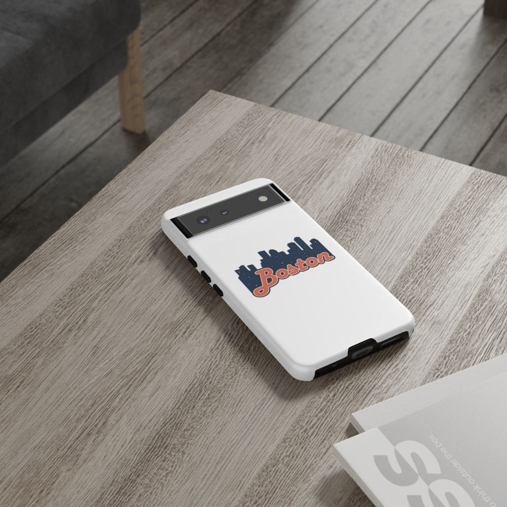Boston Skyline Tough Phone Case — Vintage Script City Silhouette