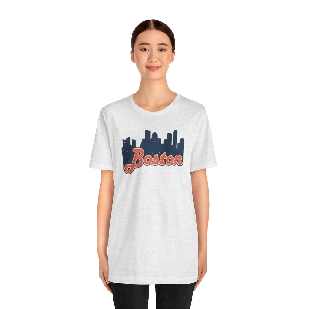 Boston Skyline Tee — Vintage Script City Skyline T-Shirt