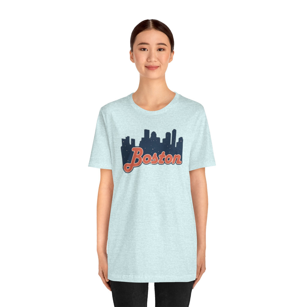 Boston Skyline Tee — Vintage Script City Skyline T-Shirt