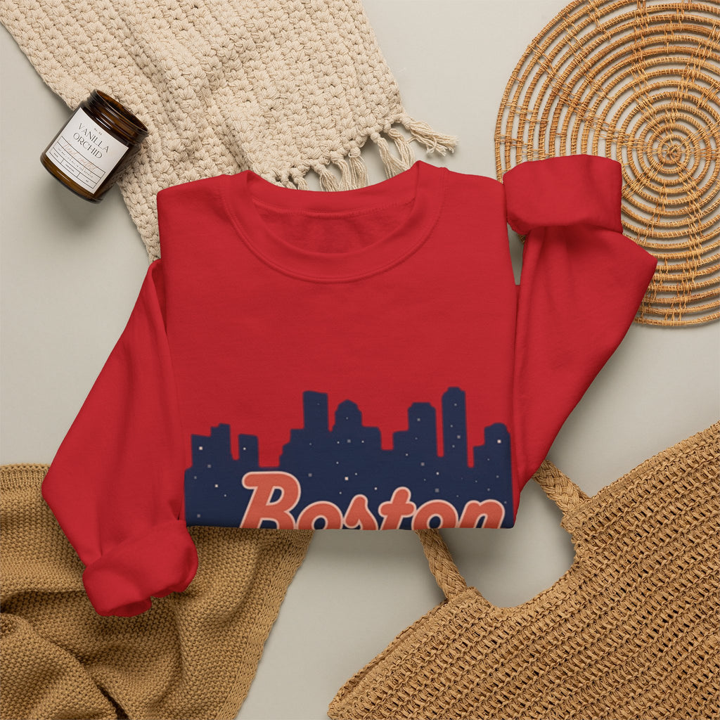 Boston Skyline Sweatshirt – Retro Script City Crewneck